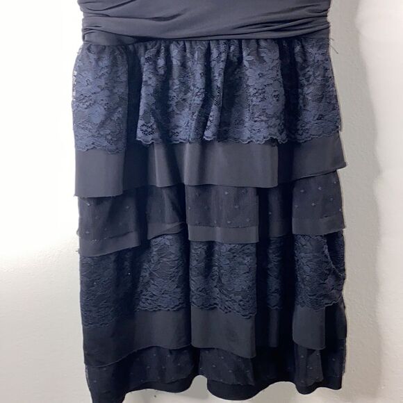 ZARA Basic Lace Tulle Mesh Layered Ruffle Black Mini Dress(Size Small)Rare - Picture 3 of 11